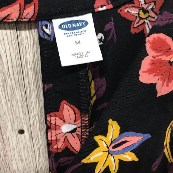 Old Navy Black Floral Keyhole Tunic BB311 - Picture 2 of 2